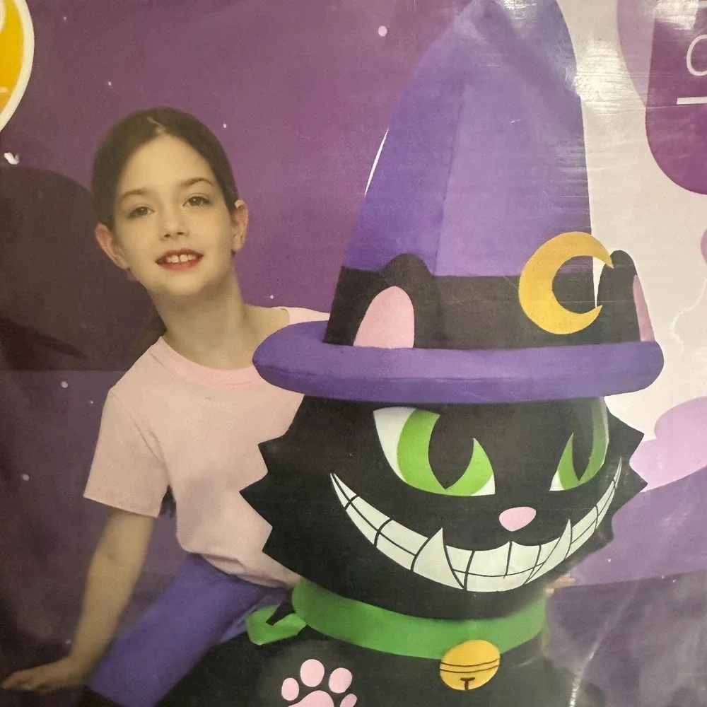 Puff Me Up RideOn Black Cat Inflatable Costume Child 7/10 Halloween Blow Up